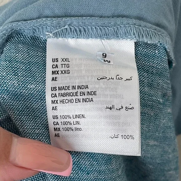 Charter Club Pants Womens XXL Blue 100% Linen Wide Leg Lagenlook Beach Coastal - Picture 10 of 11